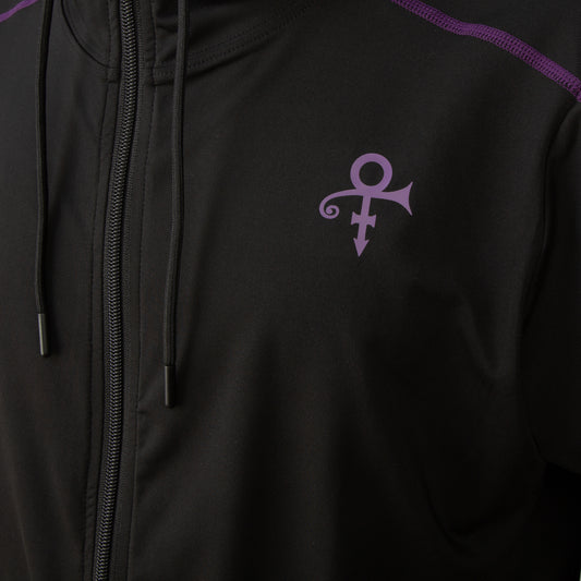 Black Men's Active Hooded Zip Long Sleeve Run Top
