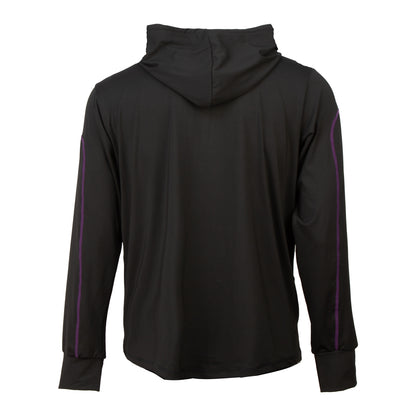 Black Men's Active Hooded Zip Long Sleeve Run Top