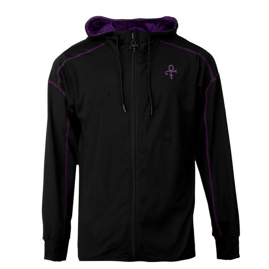 Black Men's Active Hooded Zip Long Sleeve Run Top