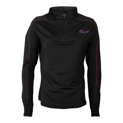 Black Women's Active Quarter Zip Long Sleeve Run Top