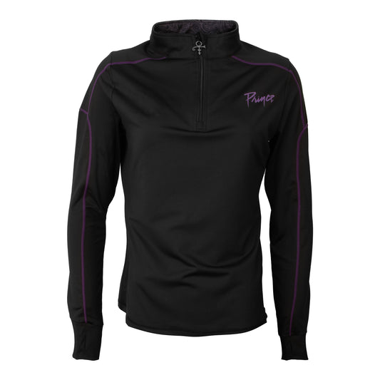 Black Women's Active Quarter Zip Long Sleeve Run Top