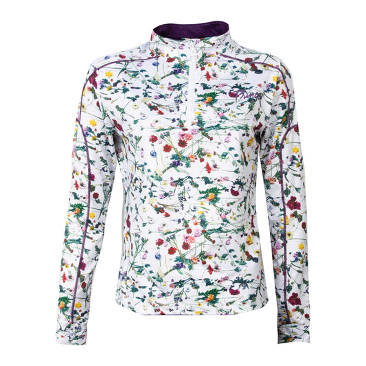 Floral Women's Active Quarter Zip Long Sleeve Run Top