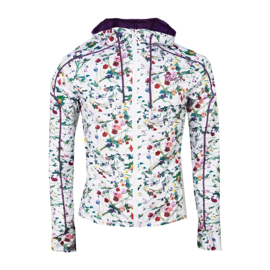 Floral Women's Active Hooded Full Zip Long Sleeve Run Top