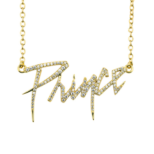Prince Logo Necklace [Gold] with Crystal Embellishment