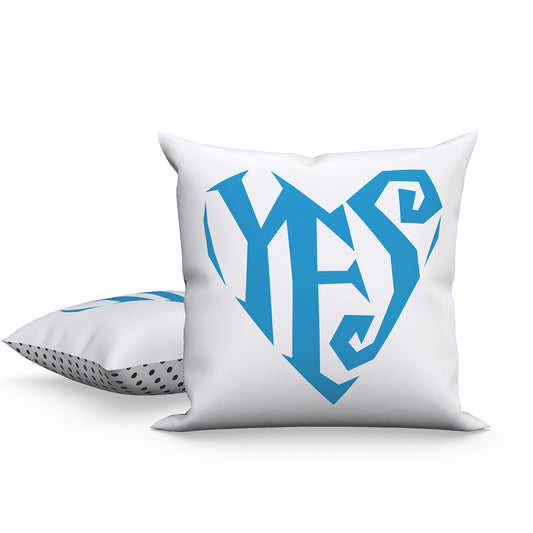 Yes Heart/Polka Dot (Blue) Pillow