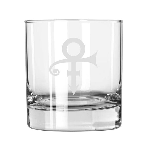 Prince Symbol Etched Rocks Glass