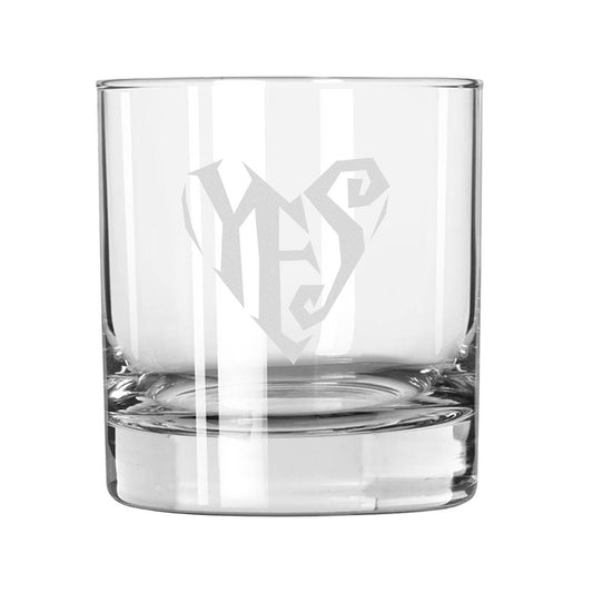 Yes Heart - Etched Rocks Glass