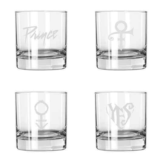 Etched Rocks Glass 4-Piece Set