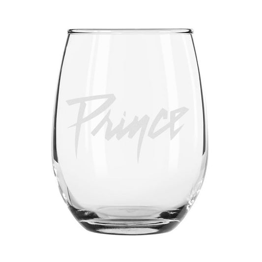 Prince Logo - Etched Stemless Wine Glass