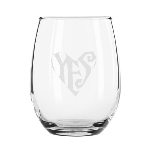 Yes Heart - Etched Stemless Wine Glass