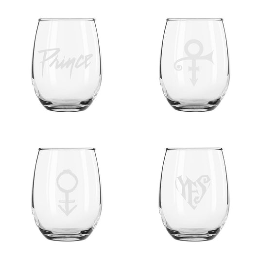 Etched Stemless Wine Glass 4-Piece Set