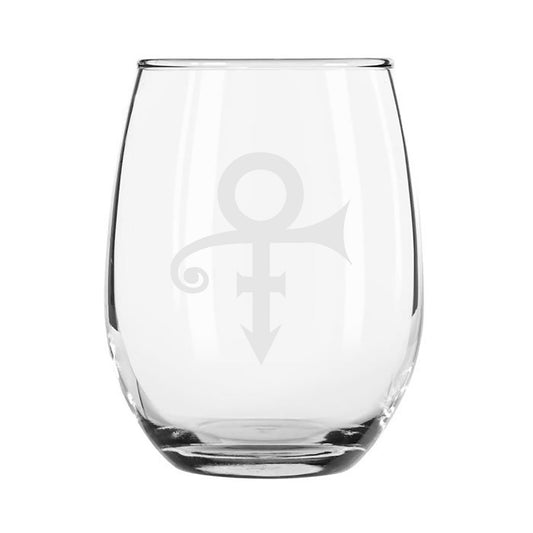 Prince Symbol Etched Stemless Wine Glass